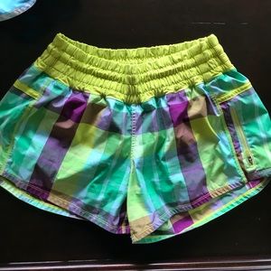 Beautiful plaid print Lululemon shorts 💜🧡💛💚💙
